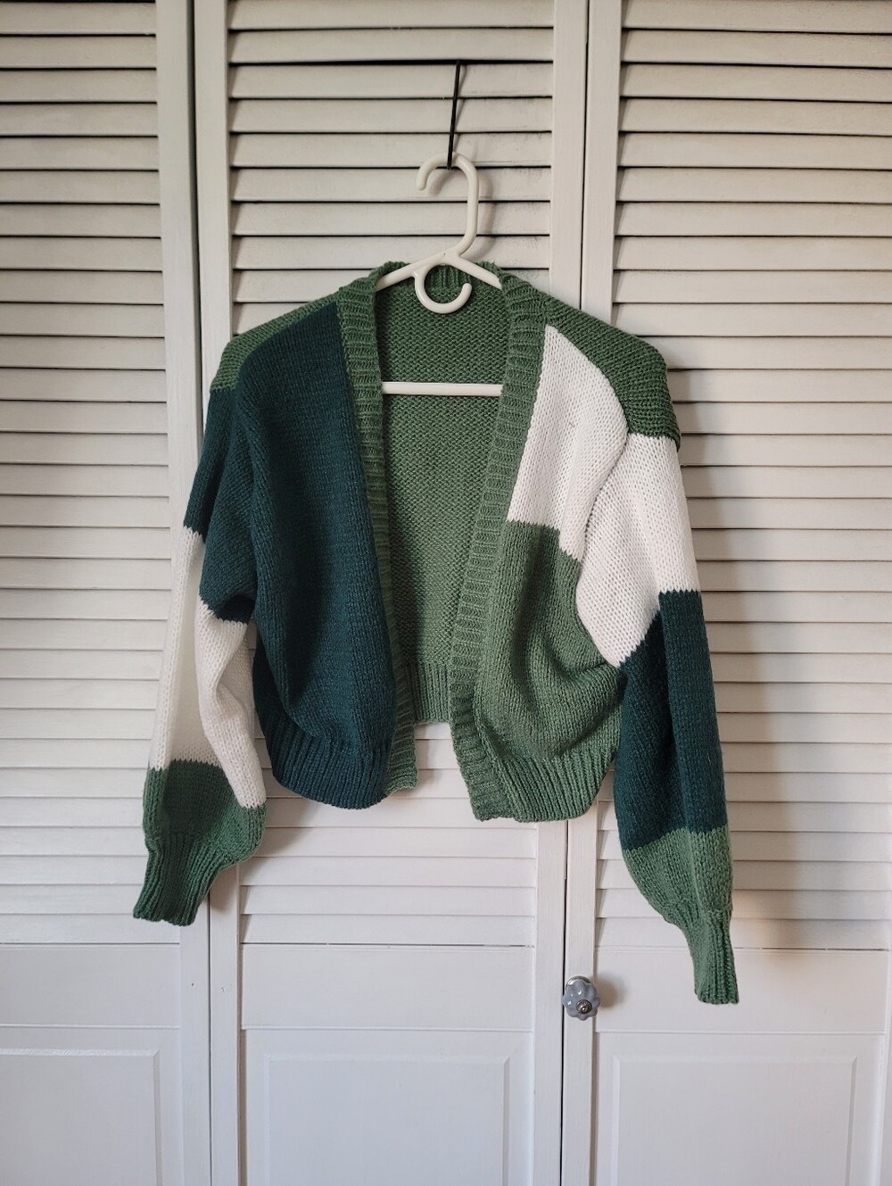 SHEIN Colorblock Open-Front Knit Cardigan Sweater, Size S